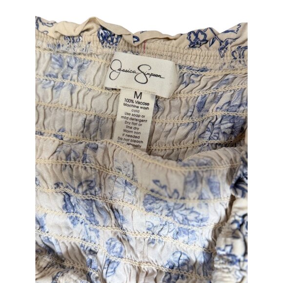 Jessica Simpson Size M Romper Shorts Tube Top Floral Womens Summer Resort White - Picture 5 of 6
